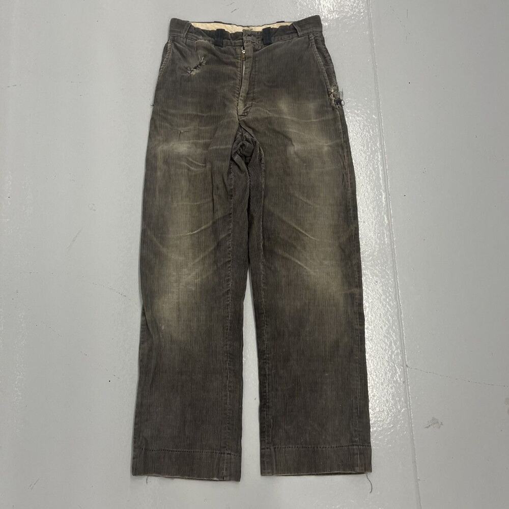 Vintage 50s 60s Black/Grey Wide Leg Corduroy Pants 28x29